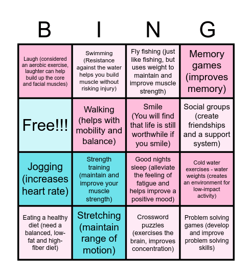 Multiple Sclerosis Bingo Card