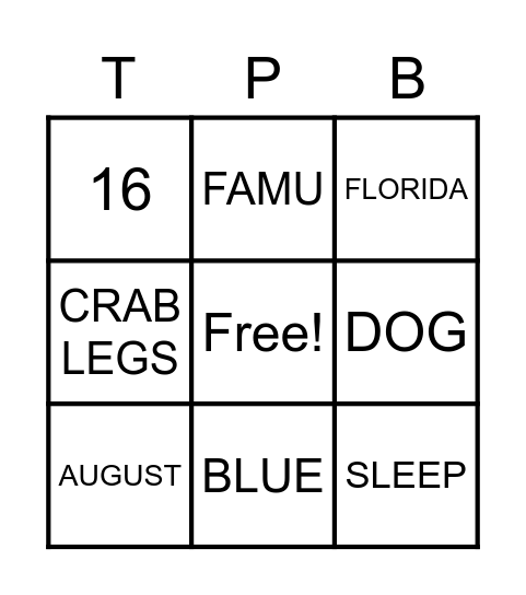 Miss Berry's Favorites Bingo Card