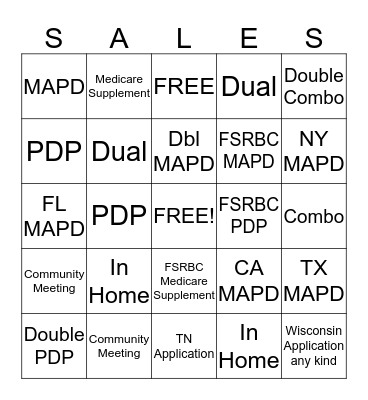 AEP Sales Bingo Card