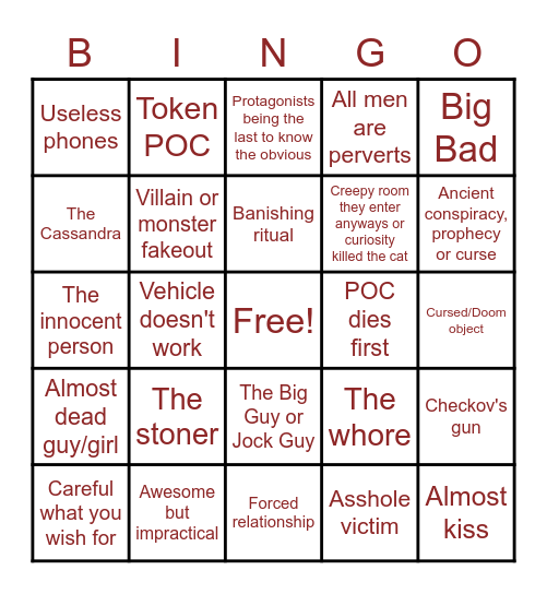 Spoopy Bingo Card