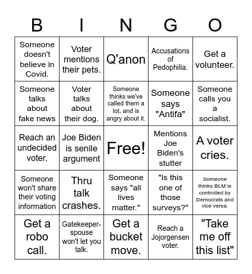 Call Time Bingo Card