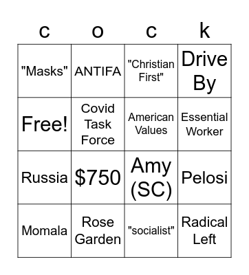 Vice Presidential Debate Bingo Card