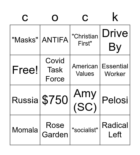 Vice Presidential Debate Bingo Card