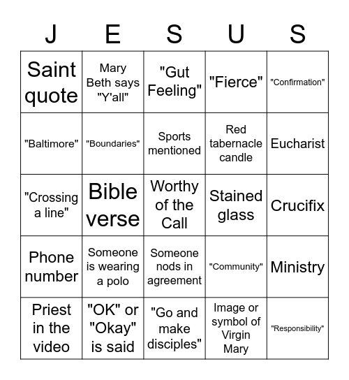 Worthy of the Call Bingo Card