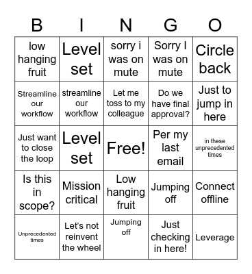 Consultant Lingo Bingo Card