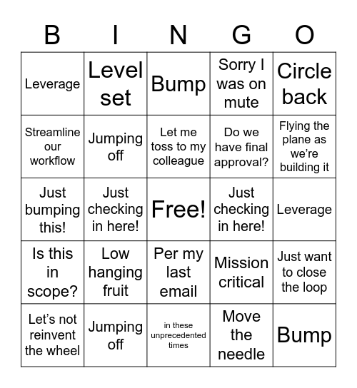 Consultant Bingo Card