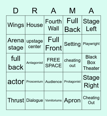 Theater Terms Review Bingo Card