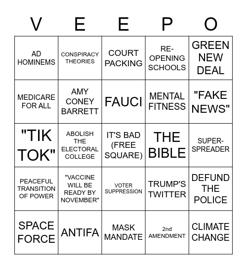 VEEPO! Bingo Card