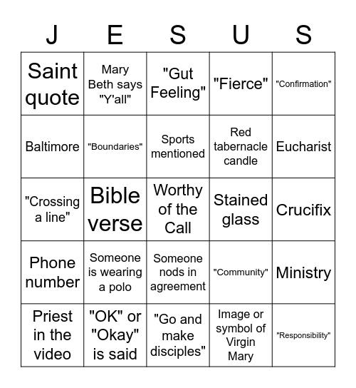 Worthy of the Call Bingo Card