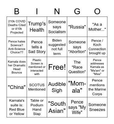 DEBATE 2: THE VP'S STRIKE BACK Bingo Card