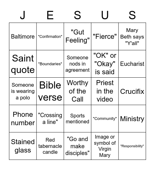 Worthy of the Call 3 Bingo Card