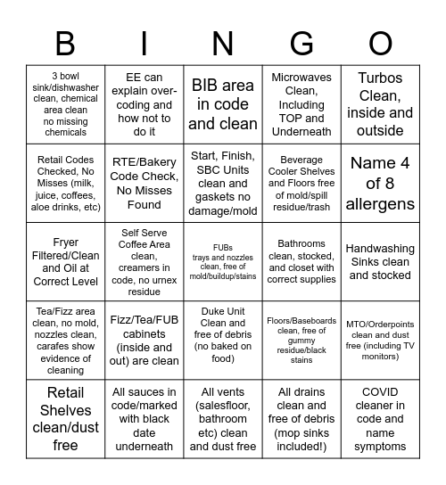 A on QA is the Name, Critical Cleaning is the Game! Bingo Card