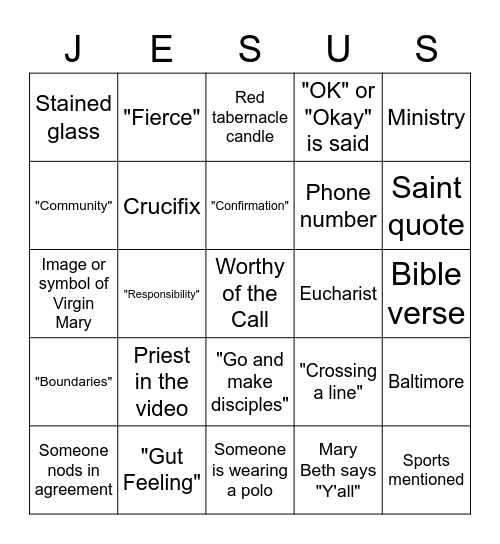 Worthy of the Call 4 Bingo Card