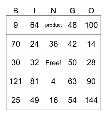 Math 4th Bingo Card
