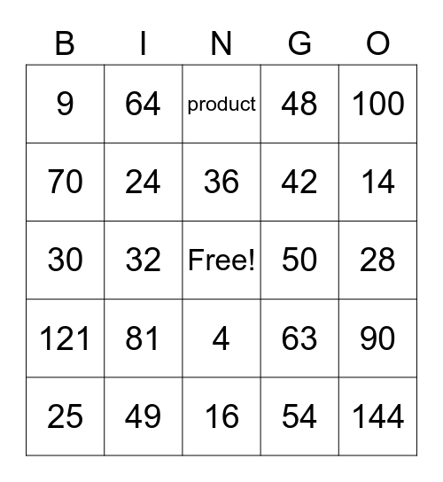 Math 4th Bingo Card
