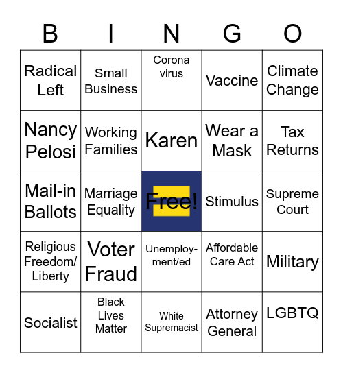 HRC Chicago - VP Debate Bingo Card