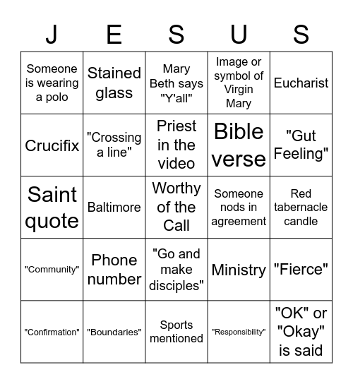 Worthy of the Call 6 Bingo Card