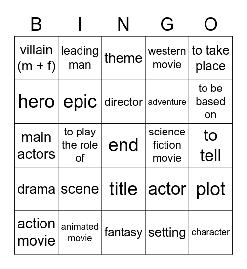 las películas - (primera página) Bingo Card