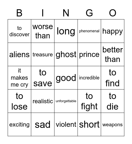 las películas (segunda página) Bingo Card