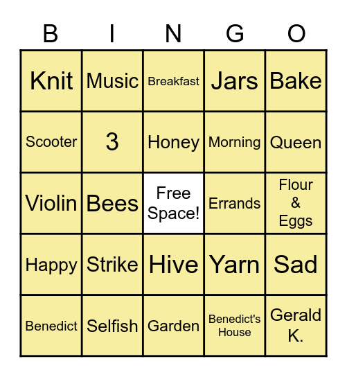Please Please the Bees! Bingo Card