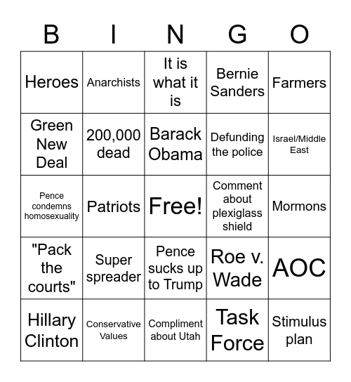 VP BINGO (VPINGO) Bingo Card