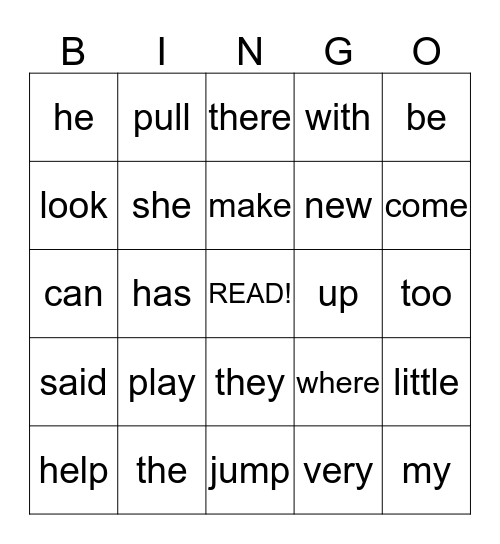 1st Grade Sight Words Bingo Card