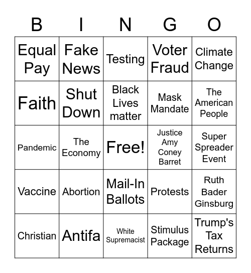 Debate Bingo Card