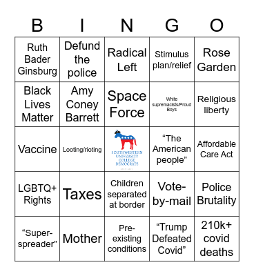 VP Debate Bingo Card