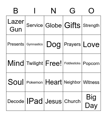 Norton Park Jesus Screen Time Bingo Card