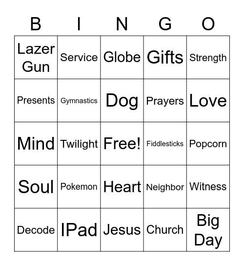 Norton Park Jesus Screen Time Bingo Card