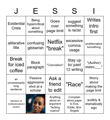 Writtin' an Essay Bingo Card