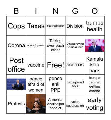 2020 trash fire VP thunderdome, everyone got corona extravaganza BINGO! Bingo Card