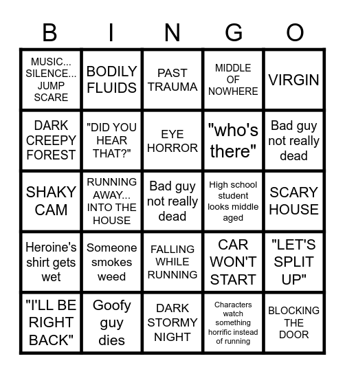 HORROR TROPE BINGO Card