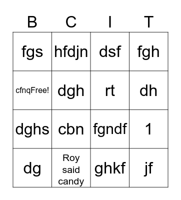 All Staff Bingo Card
