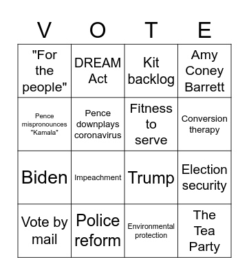 NextGen Iowa | Vice Presidential Debate Bingo! Bingo Card