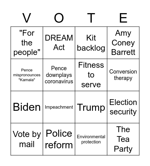 NextGen Iowa | Vice Presidential Debate Bingo! Bingo Card