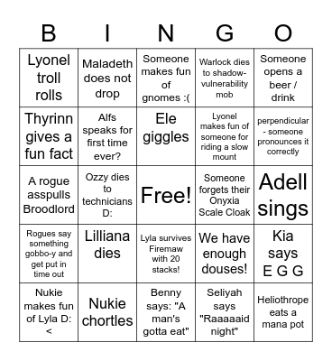 Nukie's Birthday Bingo Card