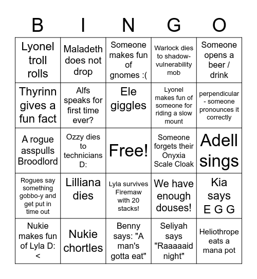 Nukie's Birthday Bingo Card