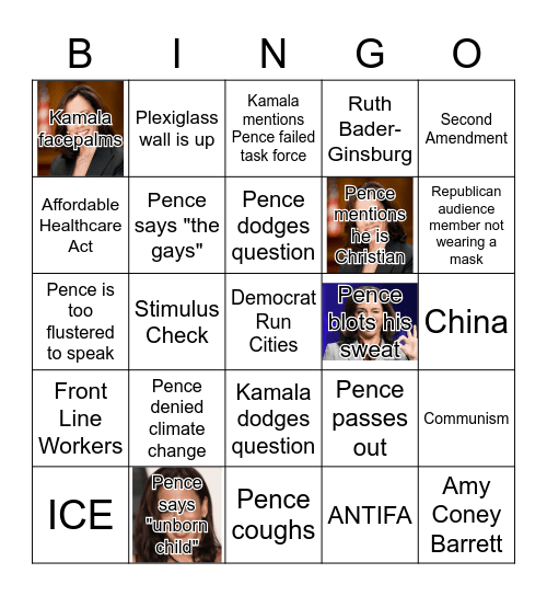 VP DEBATE Bingo Card