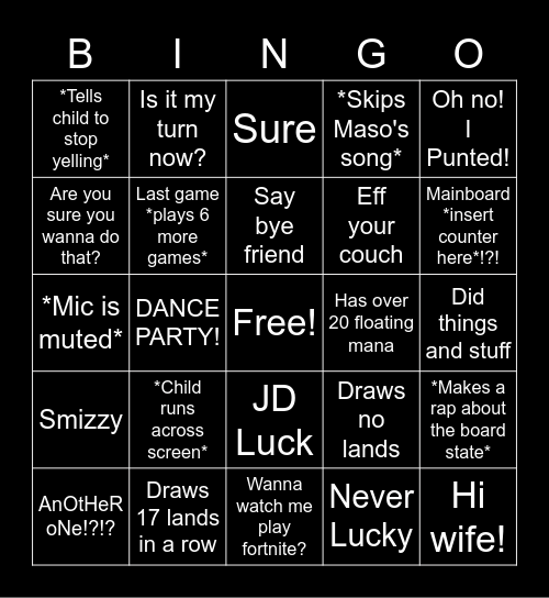 JD Bingo Card