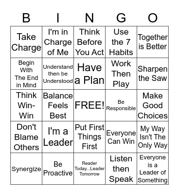 Leadership Bingo Card