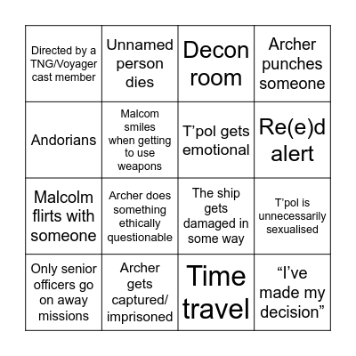 Star Trek: Enterprise Bingo Card