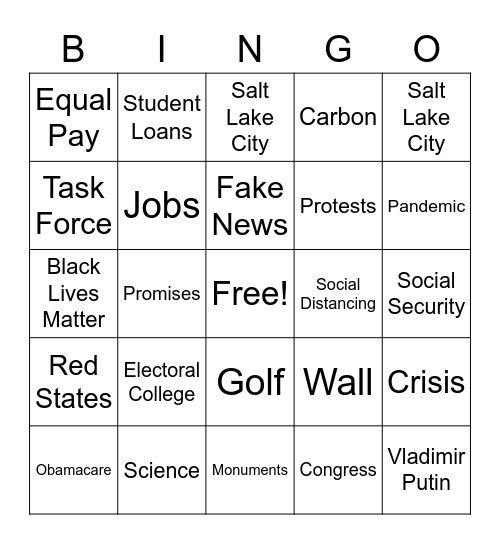 Debate Bingo Card