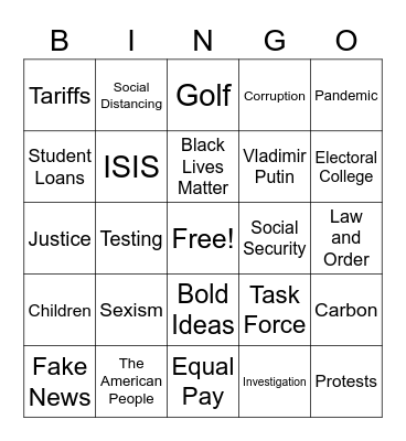 Debate Bingo Card