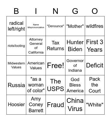 VEEP Bingo Card