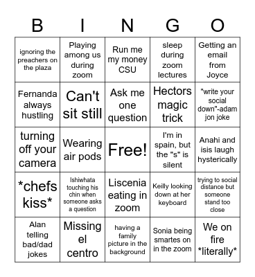 Dreamers United Bingo Card