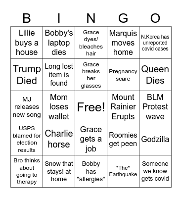 2020 Bingo Card
