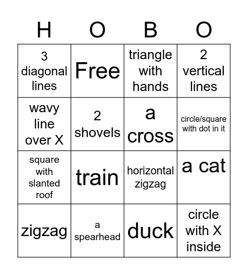 HOBO WORLD Bingo Card