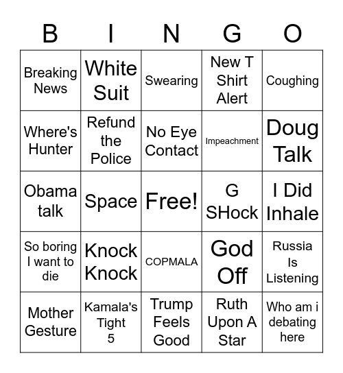 VP BONGO Bingo Card