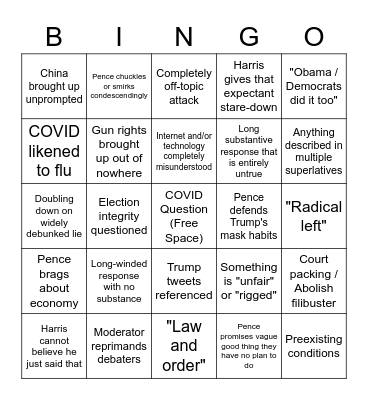 Chapo VP Debate Bingo Card